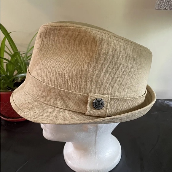 Levi’s Trilby Fedora Hat Beige Tan M/L Cotton Logo Button - Picture 2 of 10